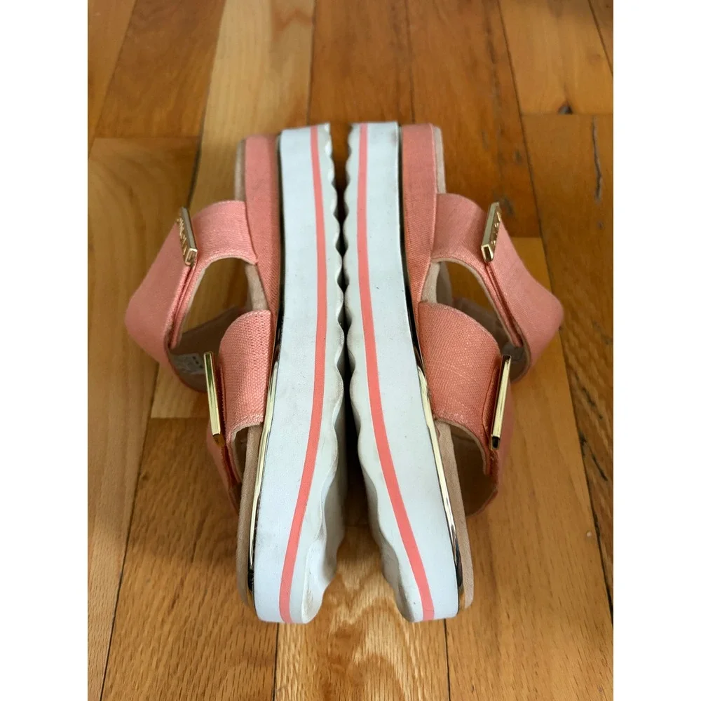 Womens Vionic Brandie Slide Platform Sandal Metallic Shine Coral Size 10